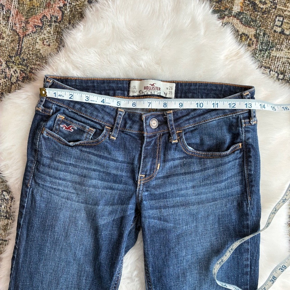 Hollister Tailored Skinny Jeans Dark Wash Y2K Low Rise Size 3L W26 x L35 Hemmed - Picture 5 of 15